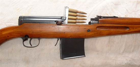 Снаряжение магазина при помощи штатных обойм к винтовке Мосина