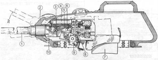 Схема установки пушки Д-5Т в башне танка ИС-1