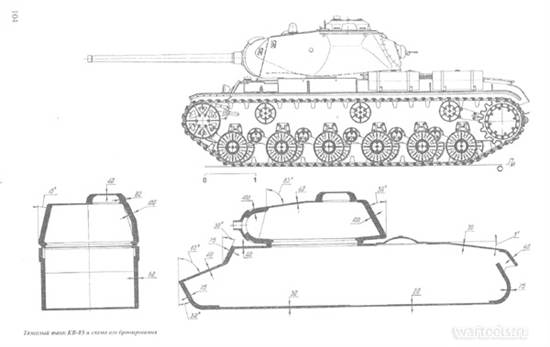 Танк КВ-85 и схема его бронирования